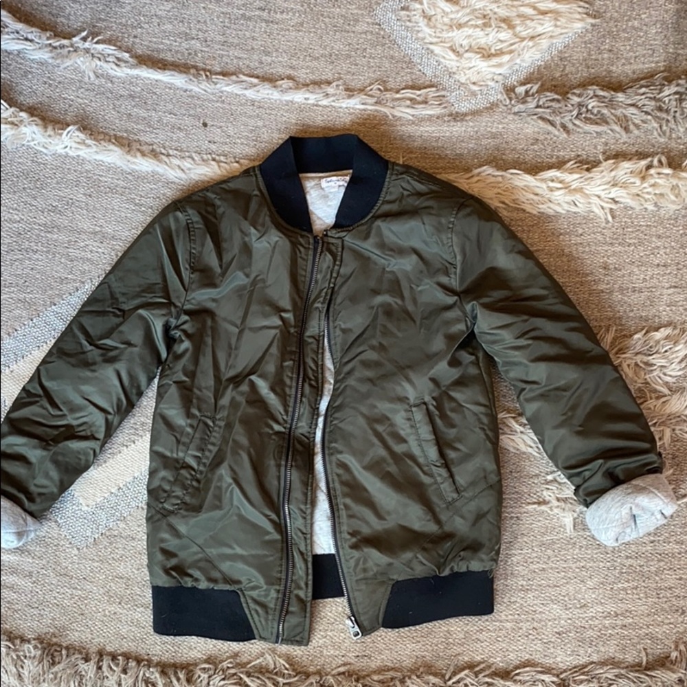 Splendid Green Bomber Jacket w/ Grey Inside Lining